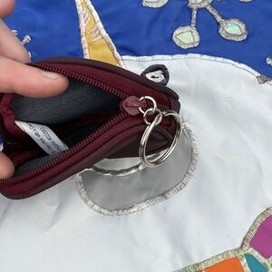 Burgundy Iridescent PVC Zipper Coin Holder Purse Wallet O Key Ring